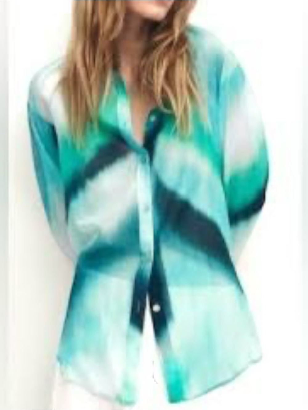 Massimo Dutti Teal & Aqua Button-Down Shirt